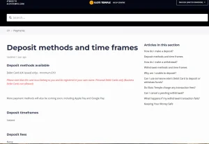 Slots Temple deposit methods and payment times