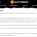 Slots Temple explanation of its return-to-player policy